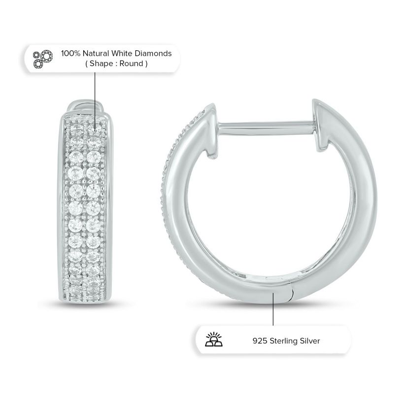 1/5 ct. t.w. Diamond Mens Hoop Earring in Sterling Silver