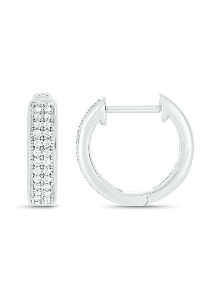 1/5 ct. t.w. Diamond Mens Hoop Earring in Sterling Silver