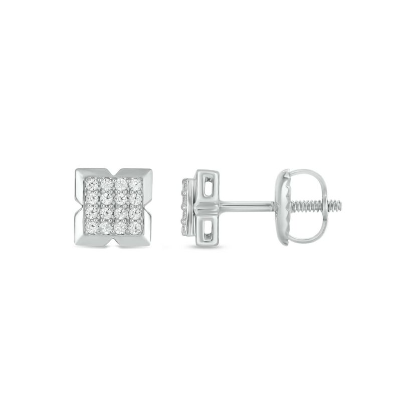 Lab Created 1/5 Carat Lab Grown Diamond Sleek Men’s Earring in Sterling Silver