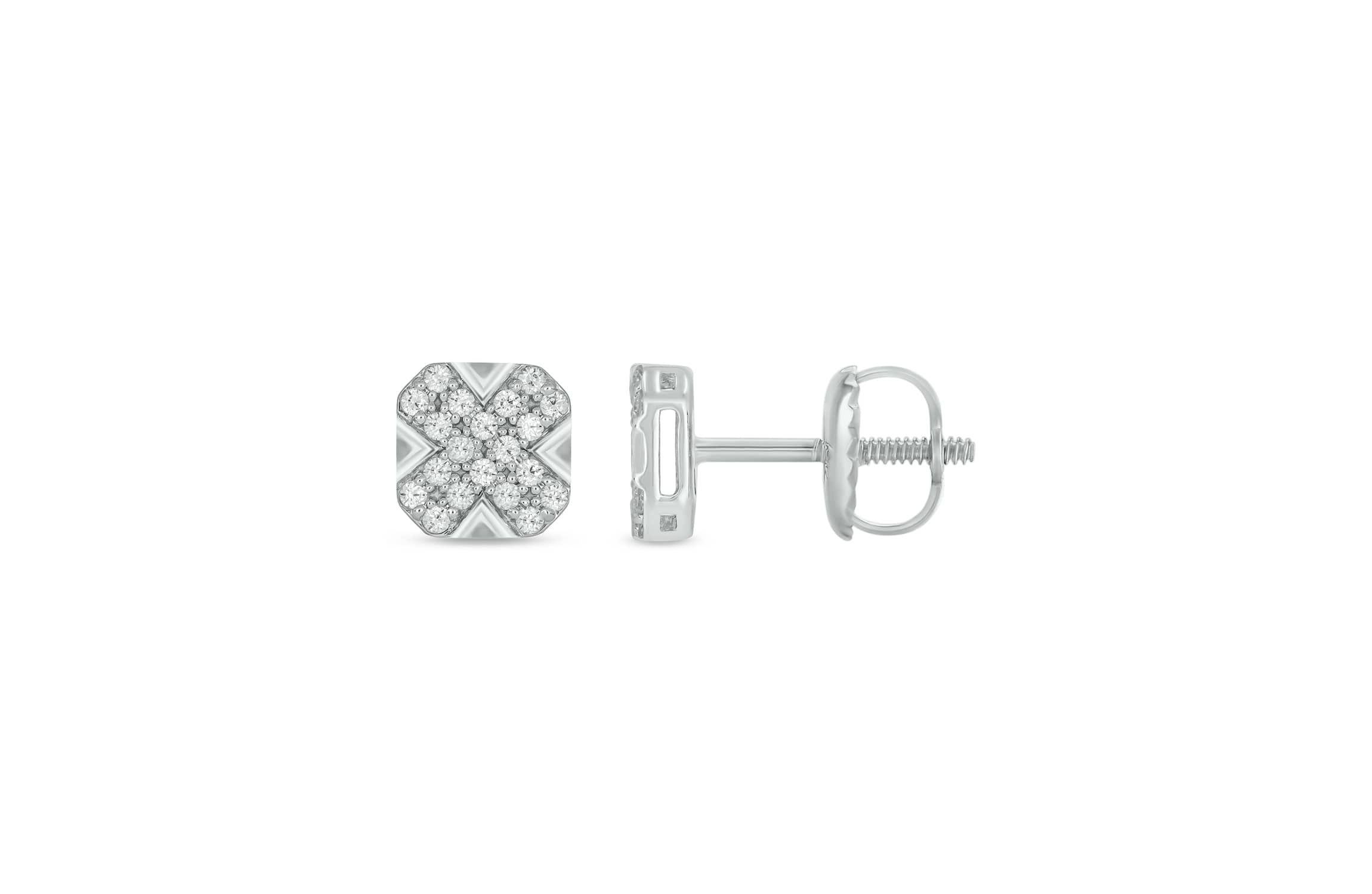 Lab Created 1/4 Carat Lab Grown Diamond Cushion Men’s Earring in Sterling Silver