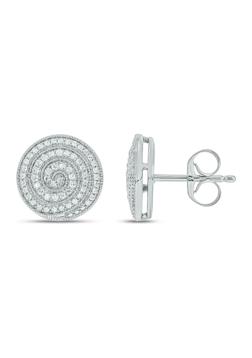1/3 ct. t.w. Diamond Mens Earring in Sterling Silver
