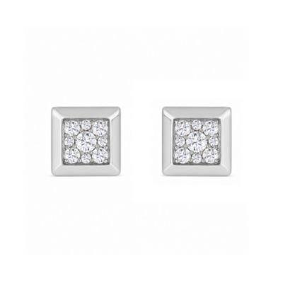 Belk & Co Lab Created 1/2 Cttw Lab-Grown Diamond Square-Bezel Stud Earrings Sterling Silver and 14K Yellow Gold Plated Sterling Silver