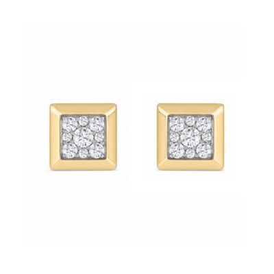Belk & Co Lab Created 1/2 Cttw Lab-Grown Diamond Square-Bezel Stud Earrings Sterling Silver and 14K Yellow Gold Plated Sterling Silver