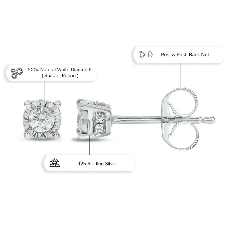 1/6 ct. t.w. Diamond Solitaire Earring In Sterling Silver