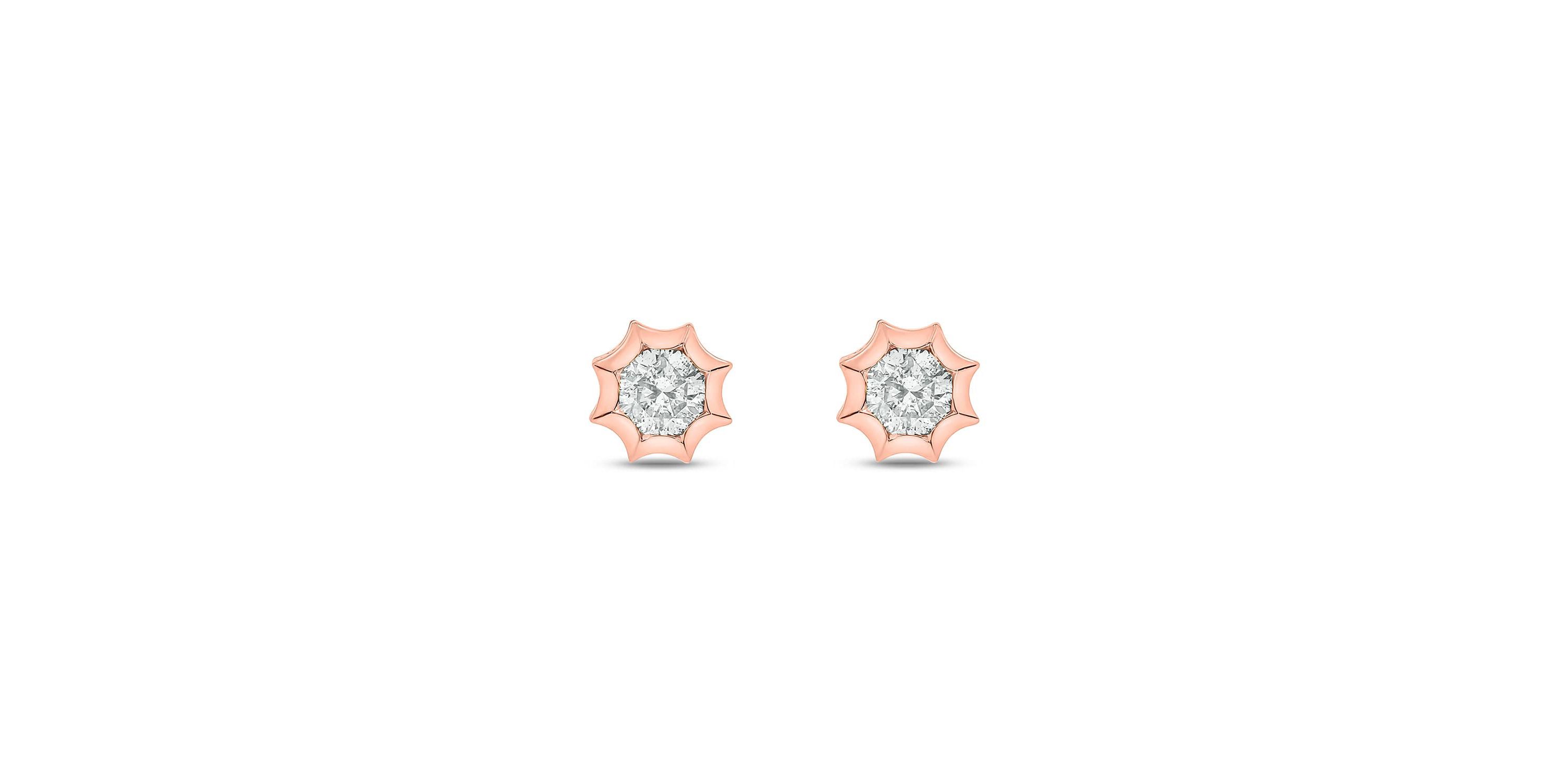 Lab Created 1/3 Carat Lab Grown Diamond Star Bezel Studs Earring in 10KT Pink Gold