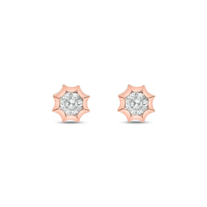 Lab Created 1/3 Carat Lab Grown Diamond Star Bezel Studs Earring in 10KT Pink Gold
