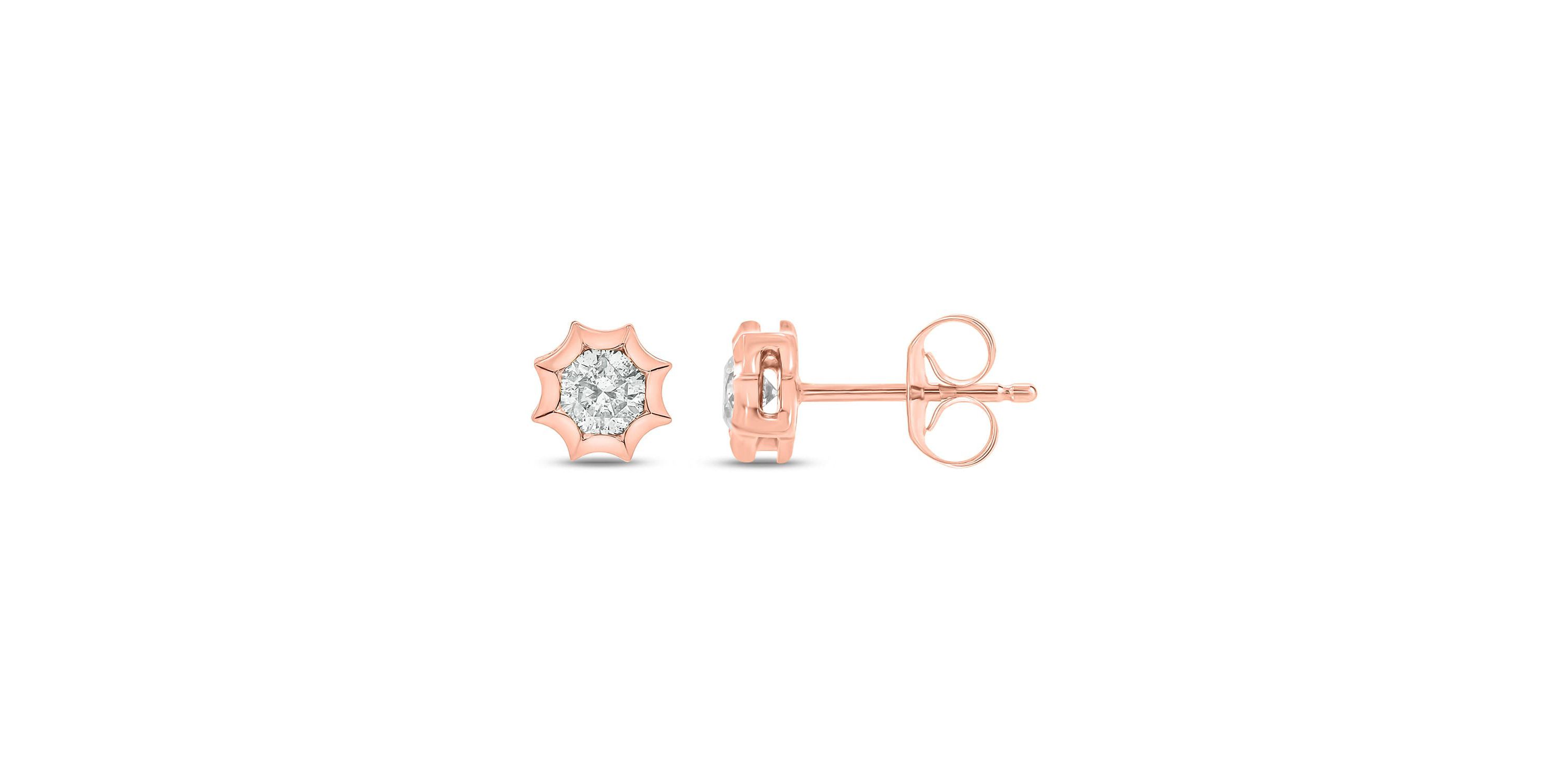 Lab Created 1/3 Carat Lab Grown Diamond Star Bezel Studs Earring in 10KT Pink Gold
