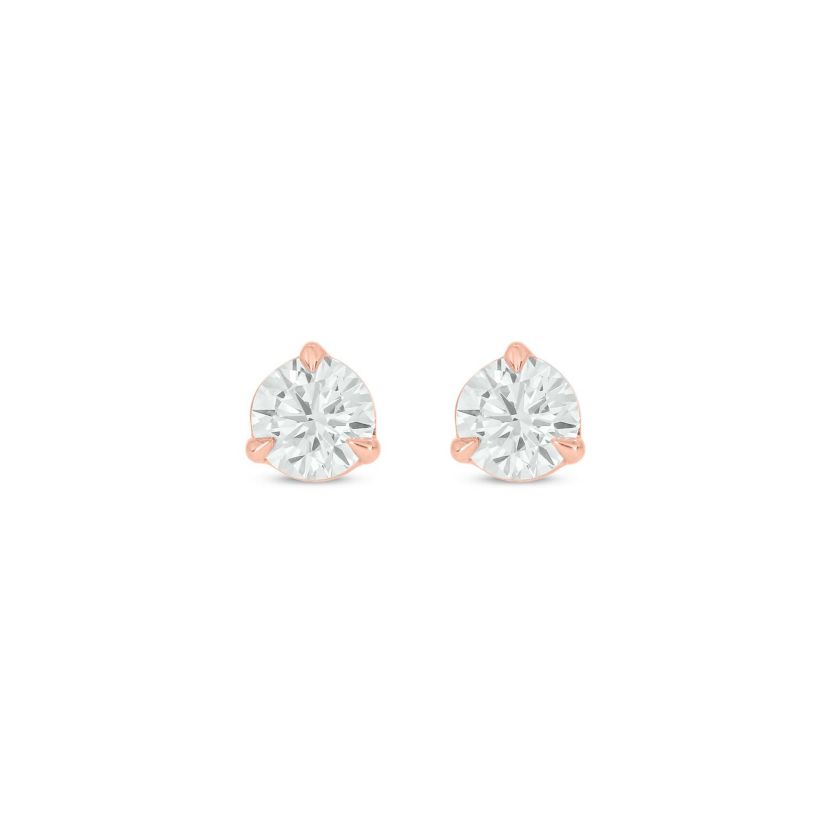 Lab Created 1/2 Carat Lab Grown Diamond Martini Studs Earring in 10KT Pink Gold