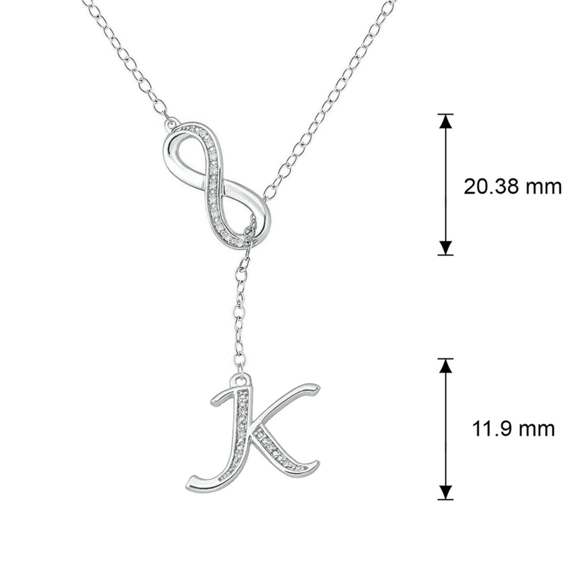 Diamond Accent Initial Infinity Lariat Necklace In Sterling Silver