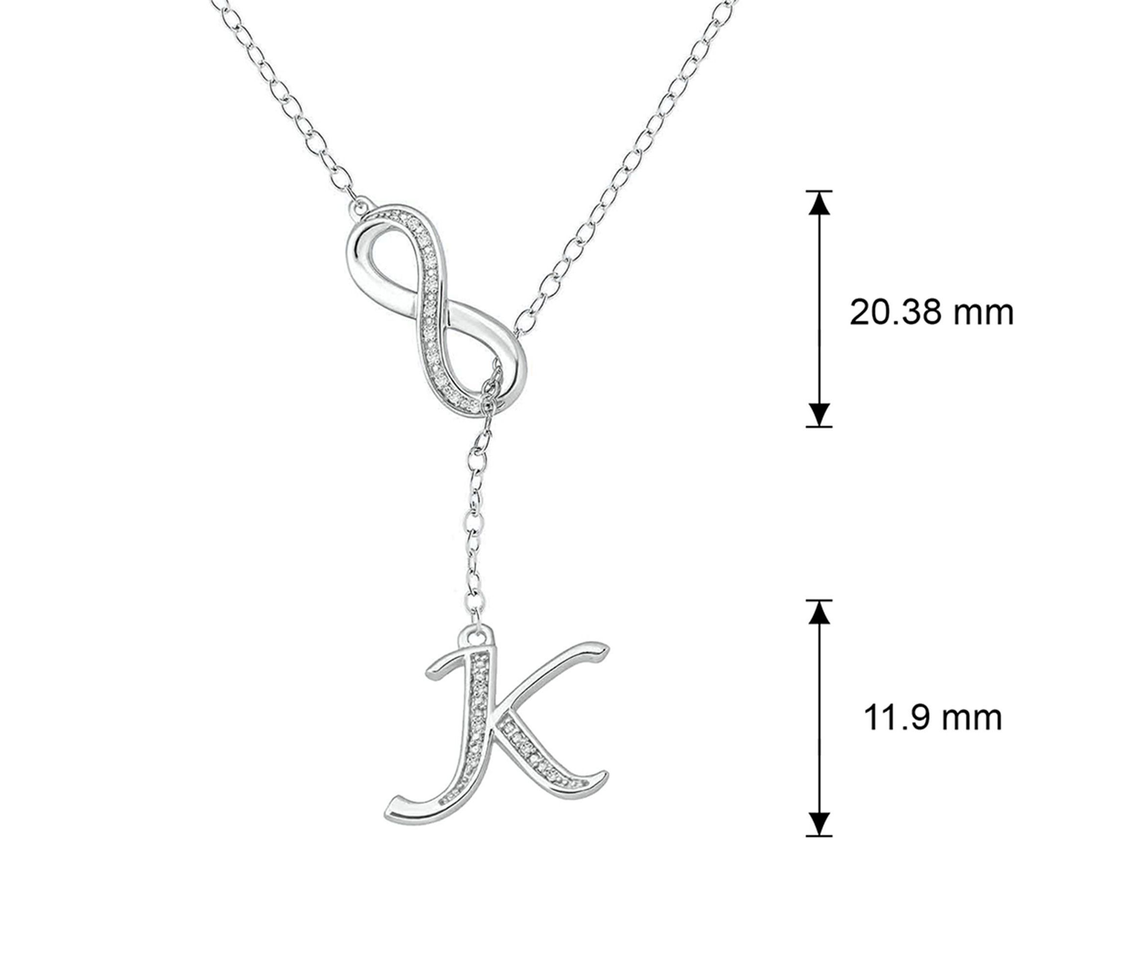 Diamond Accent Initial Infinity Lariat Necklace In Sterling Silver