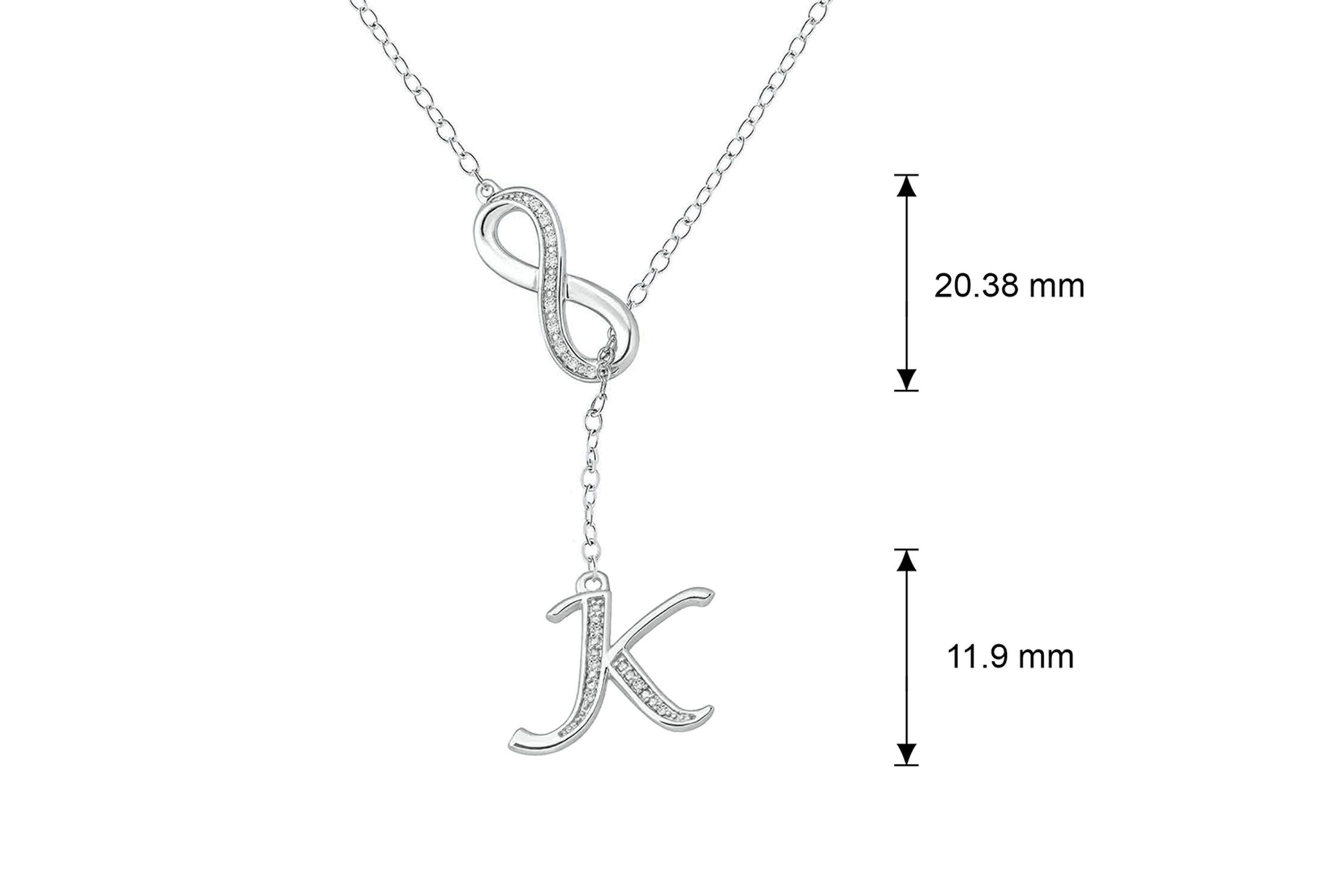 Diamond Accent Initial Infinity Lariat Necklace In Sterling Silver