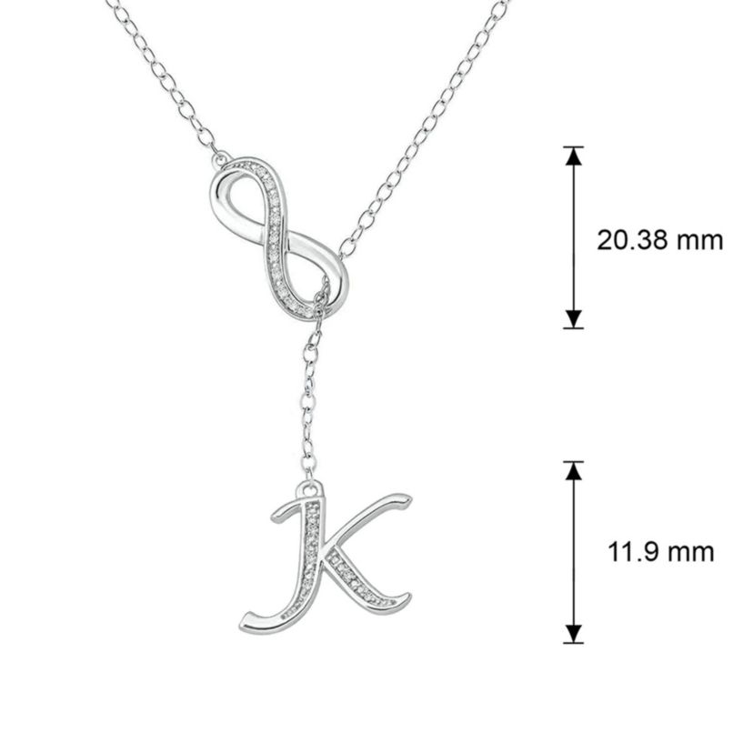 Diamond Accent Initial Infinity Lariat Necklace In Sterling Silver