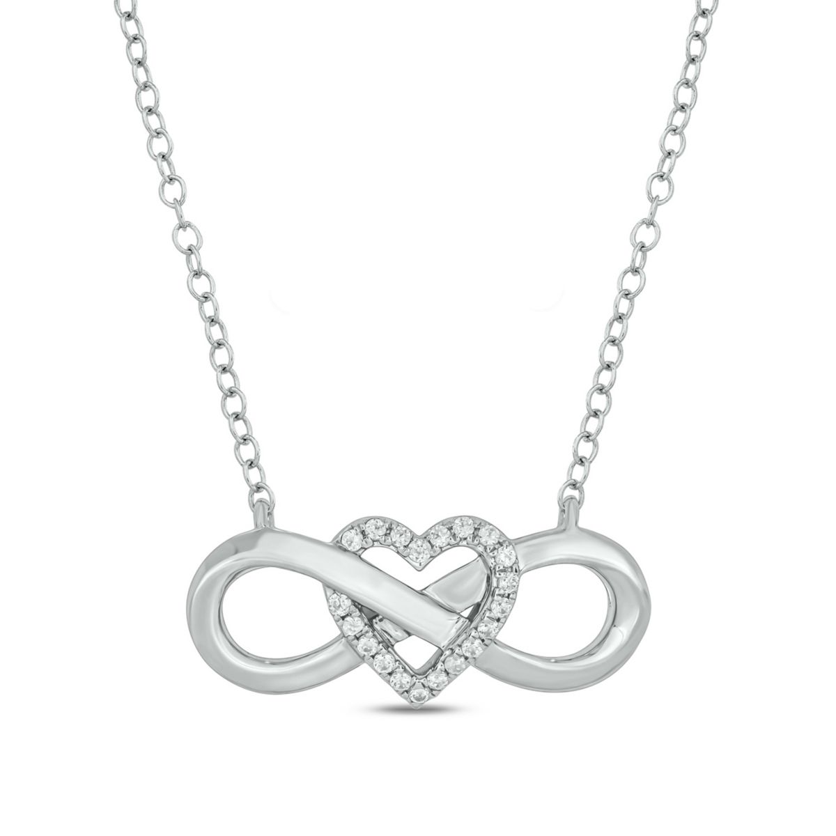 Diamond Accent Infinity Heart Pendant Necklace in 14K White Gold