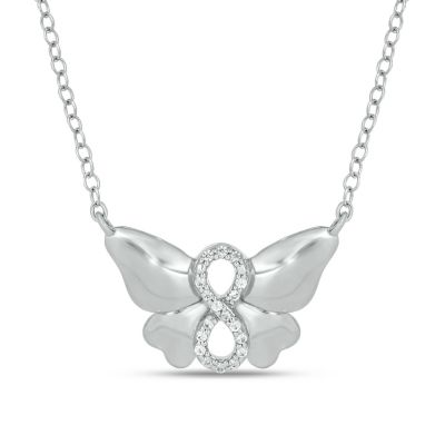 Belk & Co Diamond Accent Butterfly infinity Pendant Necklace in 14K White Gold