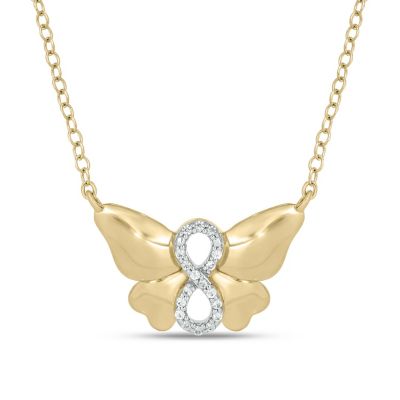 Belk & Co Diamond Accent Butterfly infinity Pendant Necklace in 14K Yellow Gold