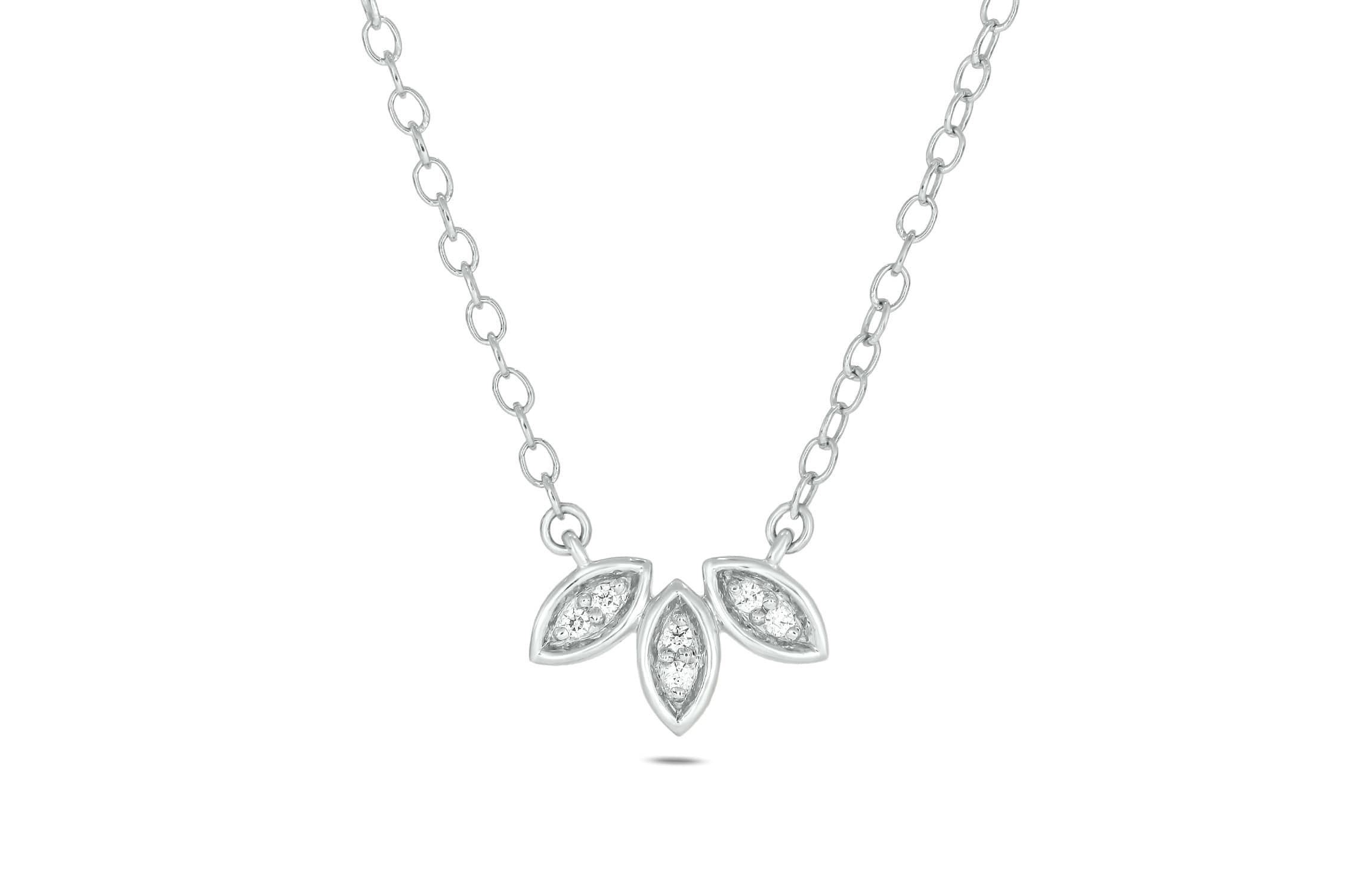 Lab Created Diamond Accent Lab Grown Diamond Marquise Shaped Necklace in Sterling Silver