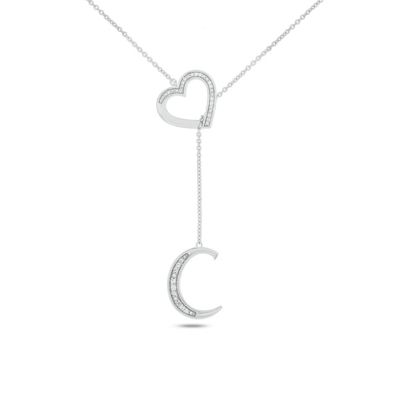 Belk & Co Diamond Accent Initial Heart And Letter Lariat Necklace In Sterling Silver