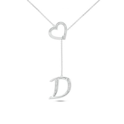 Belk & Co Diamond Accent Initial Heart And Letter Lariat Necklace In Sterling Silver