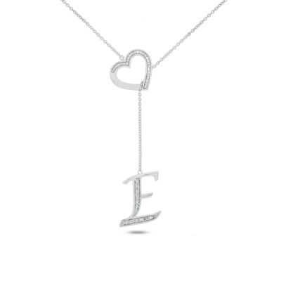Belk & Co Diamond Accent Initial Heart And Letter Lariat Necklace In Sterling Silver