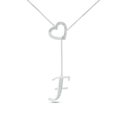 Belk & Co Diamond Accent Initial Heart And Letter Lariat Necklace In Sterling Silver