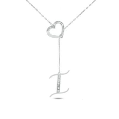 Belk & Co Diamond Accent Initial Heart And Letter Lariat Necklace In Sterling Silver