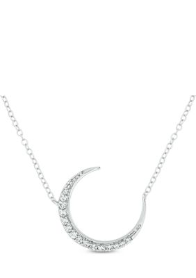 Belk & Co 1/10 Ct. T.w. Diamond Moon Pendant Necklace In 14K White Gold