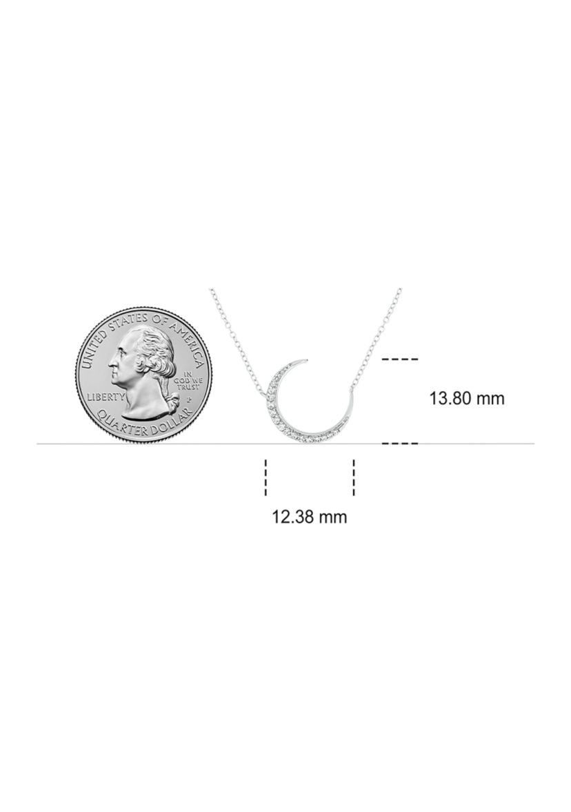 1/10 ct. t.w. Diamond Moon Pendant Necklace in 14K White Gold