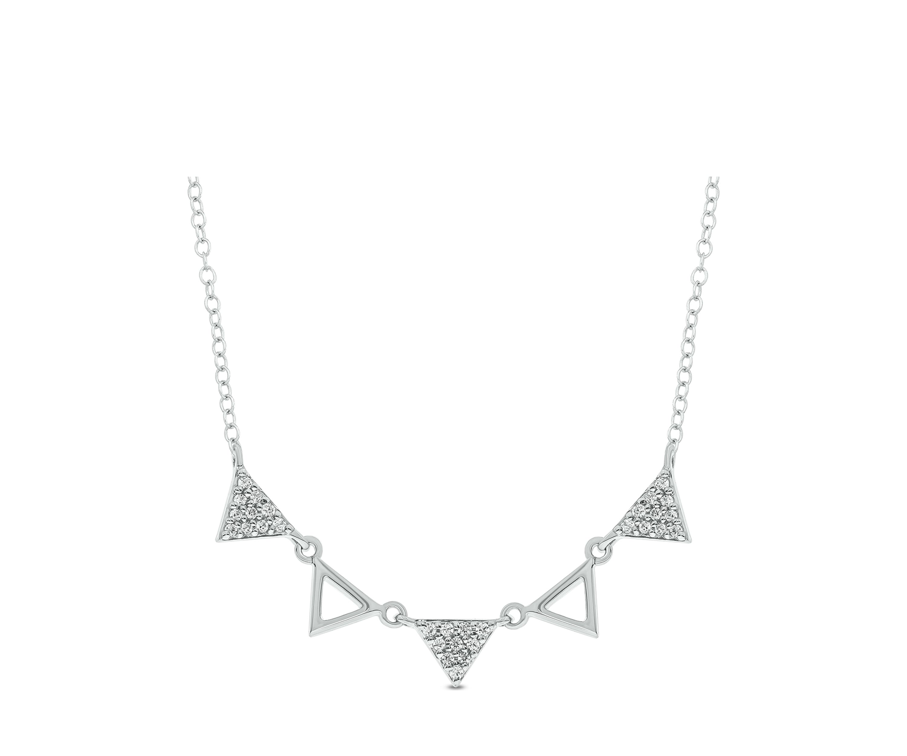 1/10 ct. t.w. Diamond Triangle Pendant Necklace in 10K White Gold