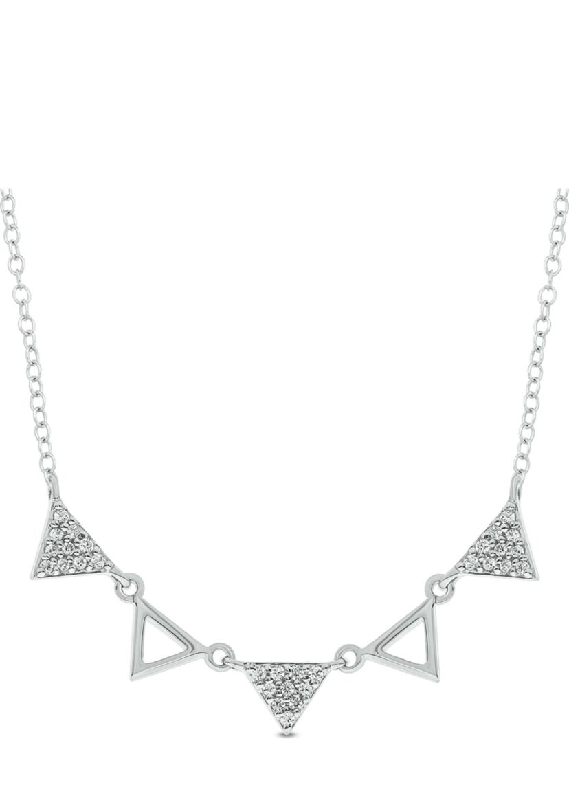 1/10 ct. t.w. Diamond Triangle Pendant Necklace in 10K White Gold