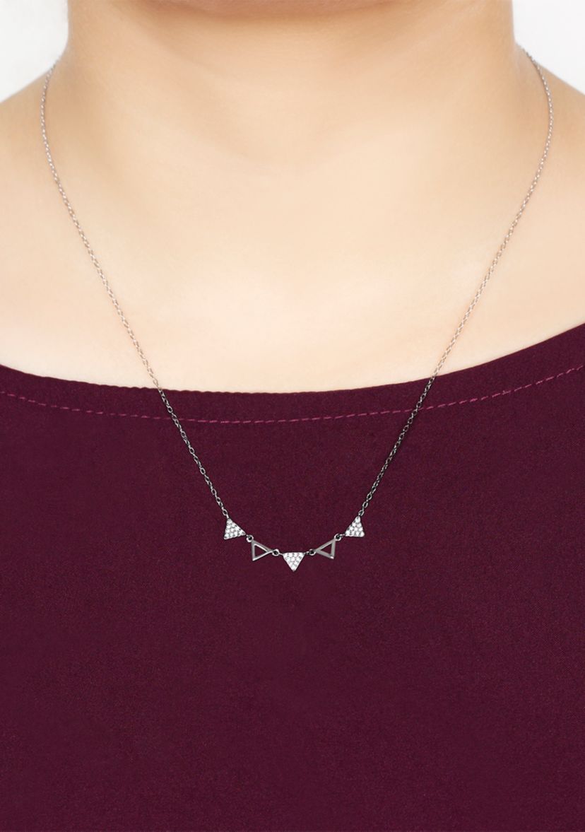 1/10 ct. t.w. Diamond Triangle Pendant Necklace in 10K White Gold