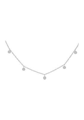 Belk & Co 1/10 Ct. T.w. Diamond Cluster Pendant Choker Necklace In Sterling Silver