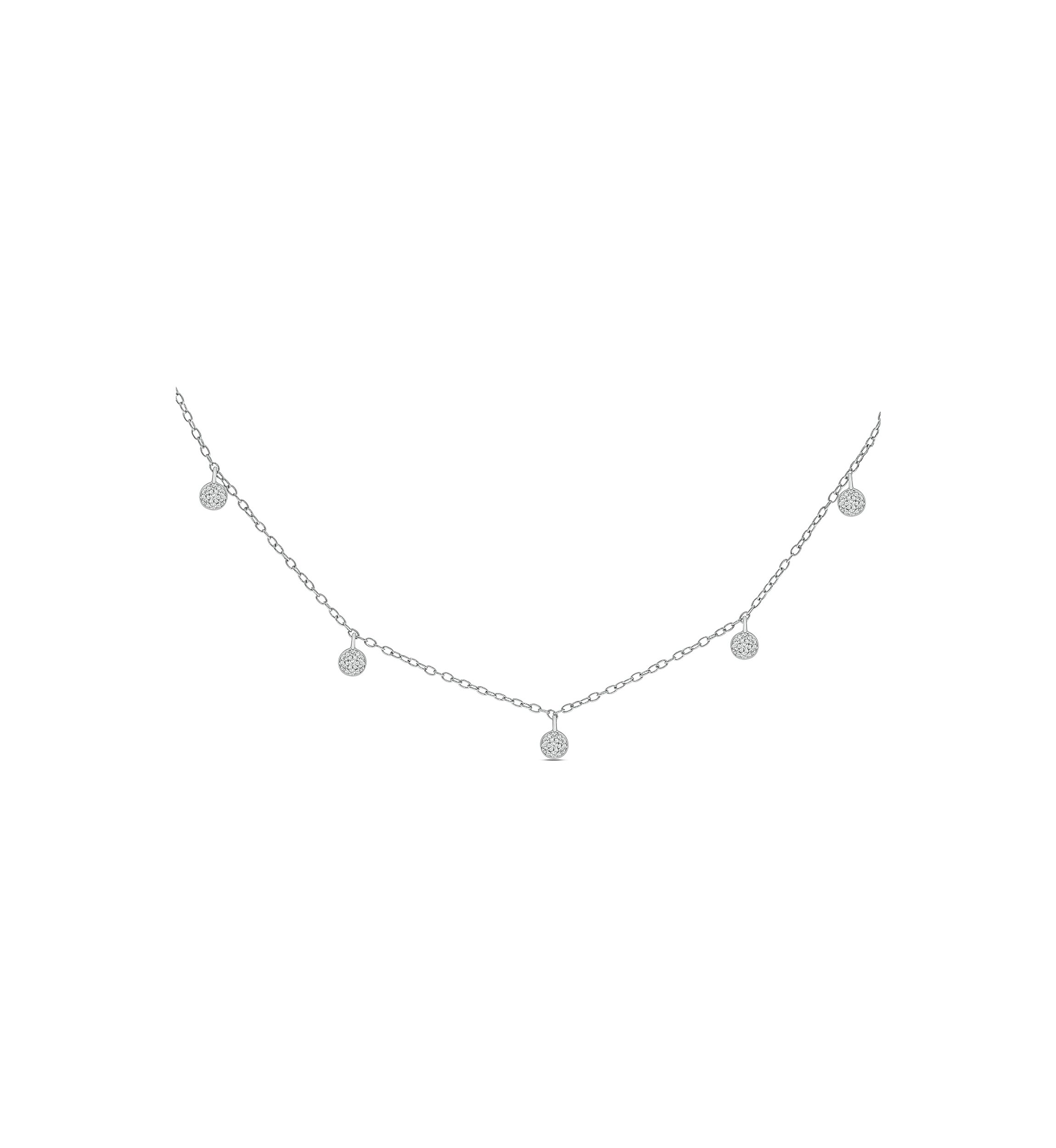 1/10 ct. t.w. Diamond Cluster Pendant Choker Necklace in Sterling Silver