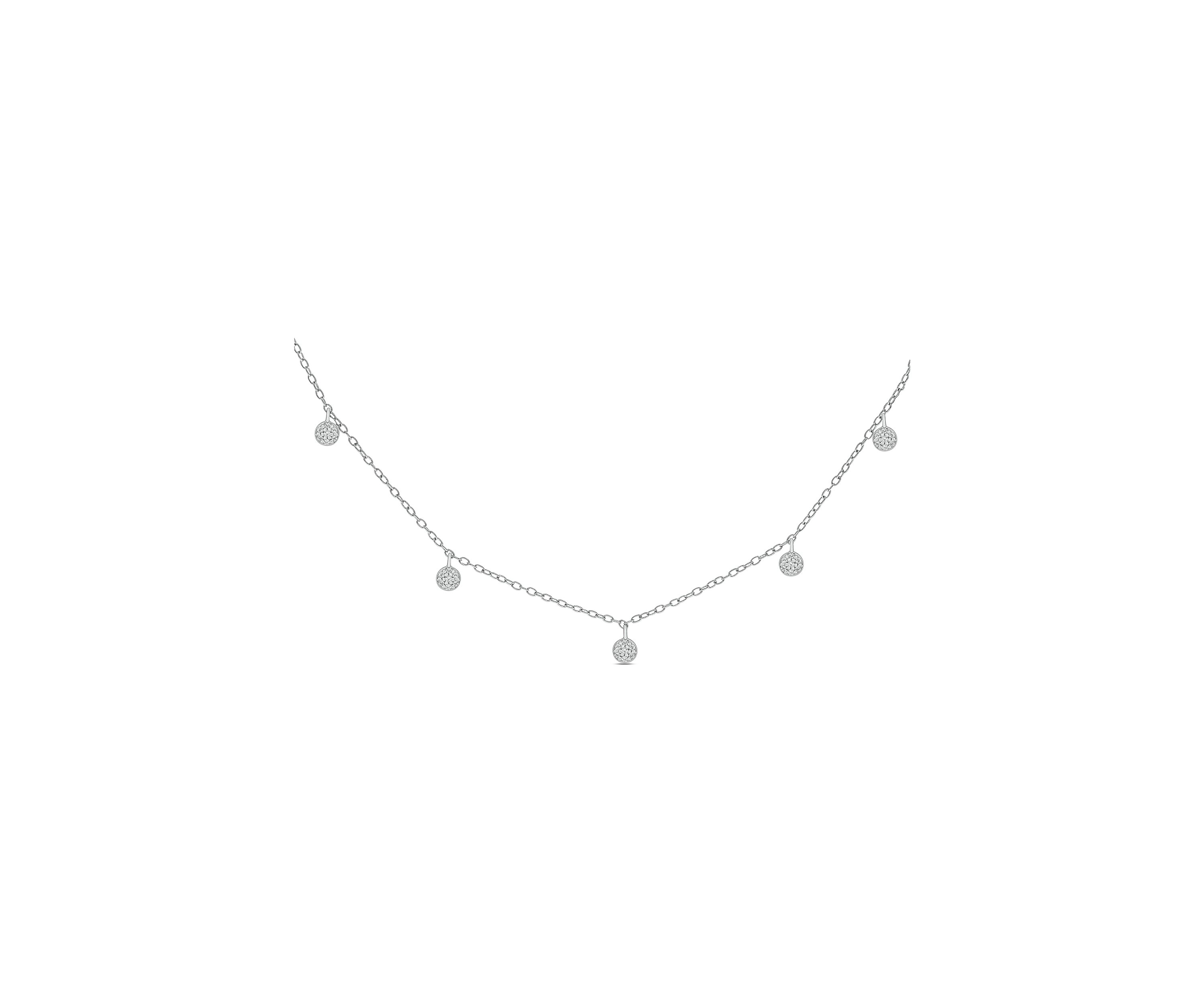 1/10 ct. t.w. Diamond Cluster Pendant Choker Necklace in Sterling Silver