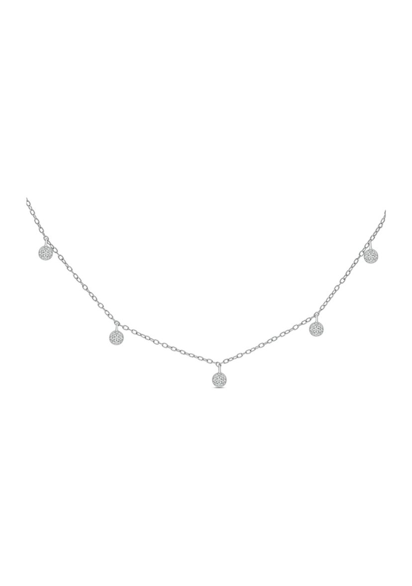 1/10 ct. t.w. Diamond Cluster Pendant Choker Necklace in Sterling Silver