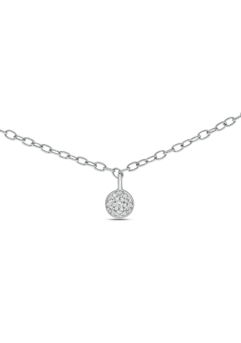 1/10 ct. t.w. Diamond Cluster Pendant Choker Necklace in Sterling Silver