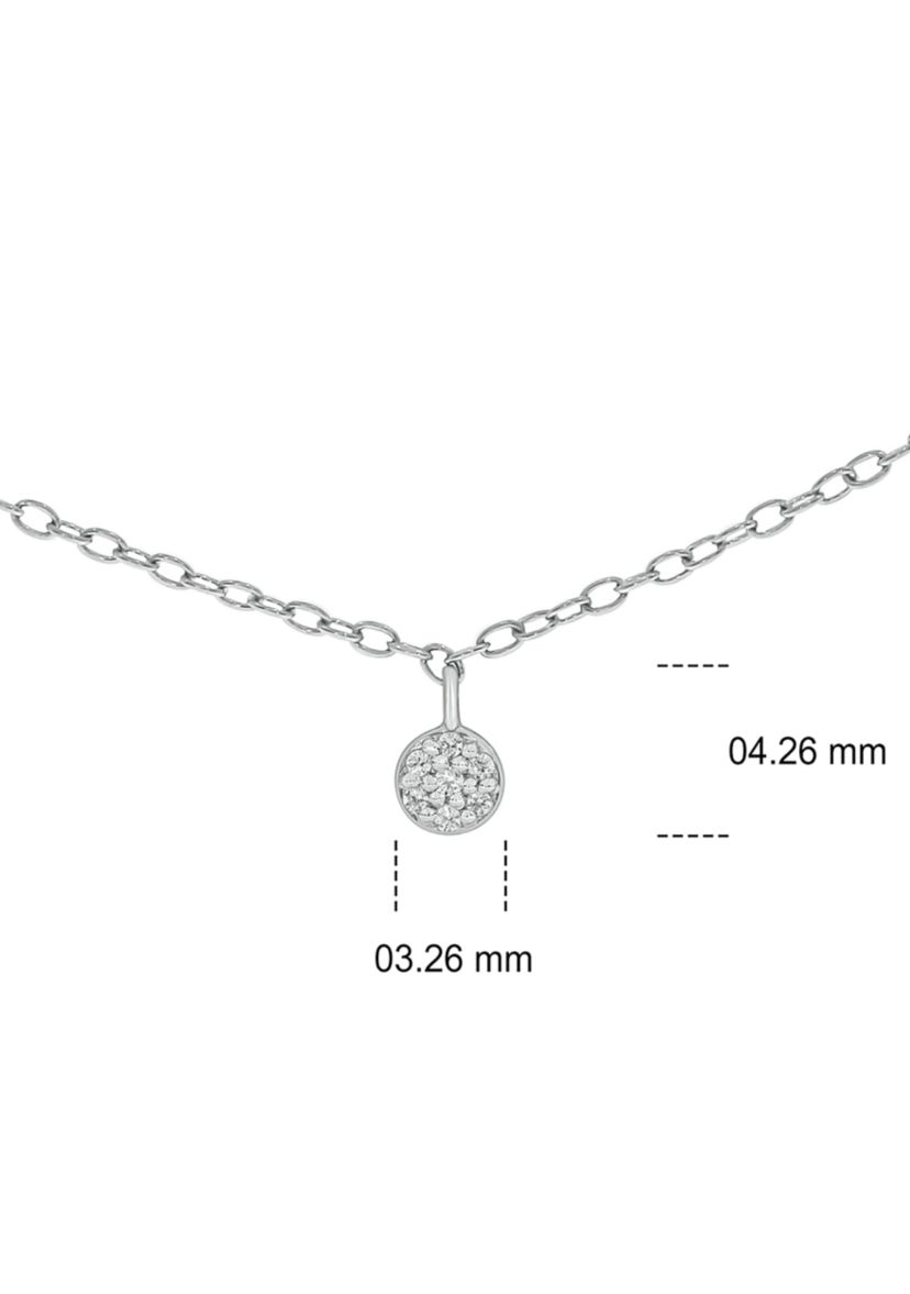 1/10 ct. t.w. Diamond Cluster Pendant Choker Necklace in Sterling Silver
