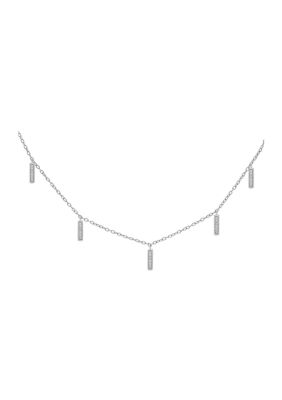 Belk & Co 1/10 Ct. T.w. Diamond Bar Pendant Choker Necklace In Sterling Silver