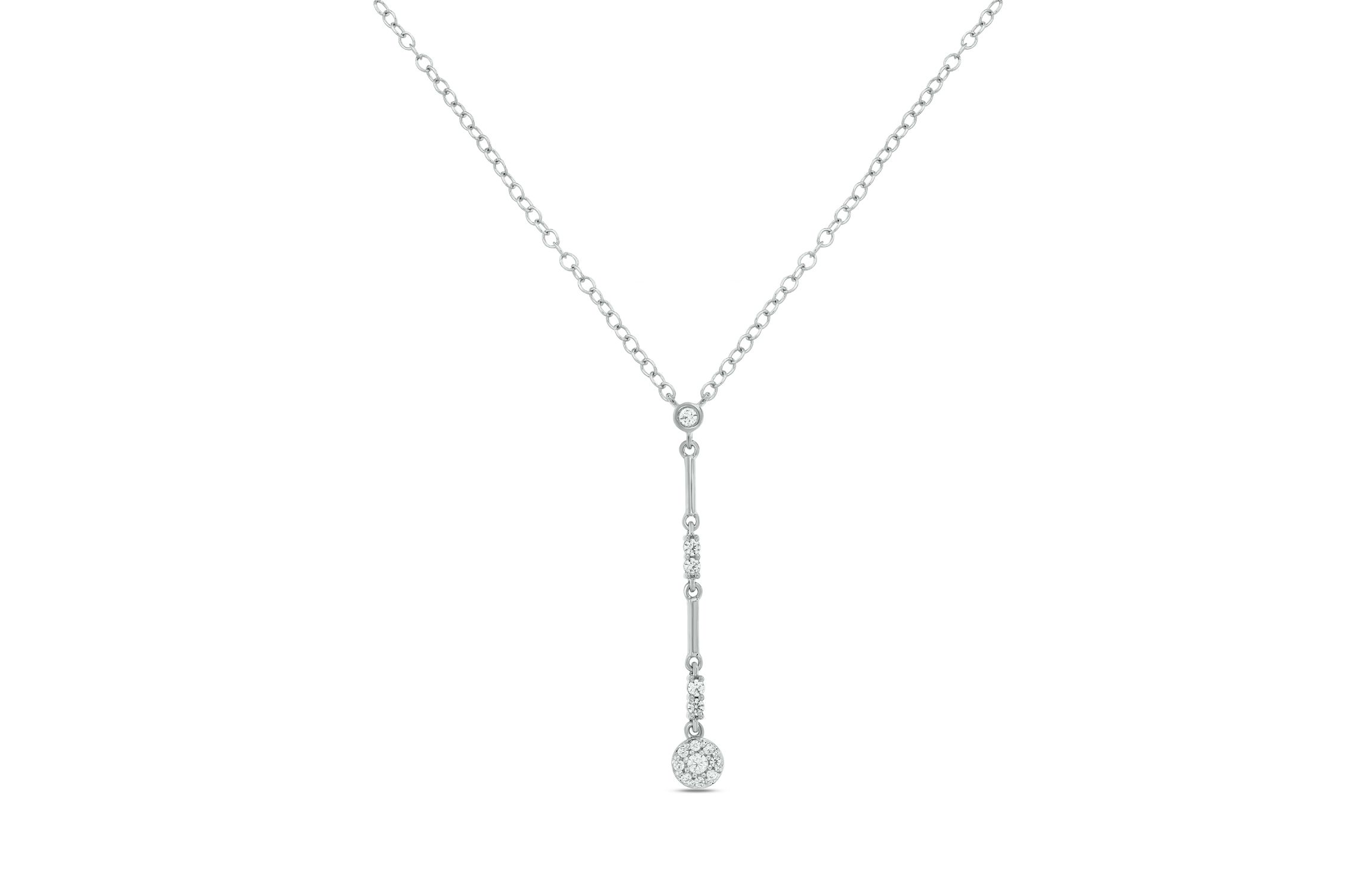 1/10 ct.t.w Diamond Bezal Y-neck Necklace in 14K White Gold