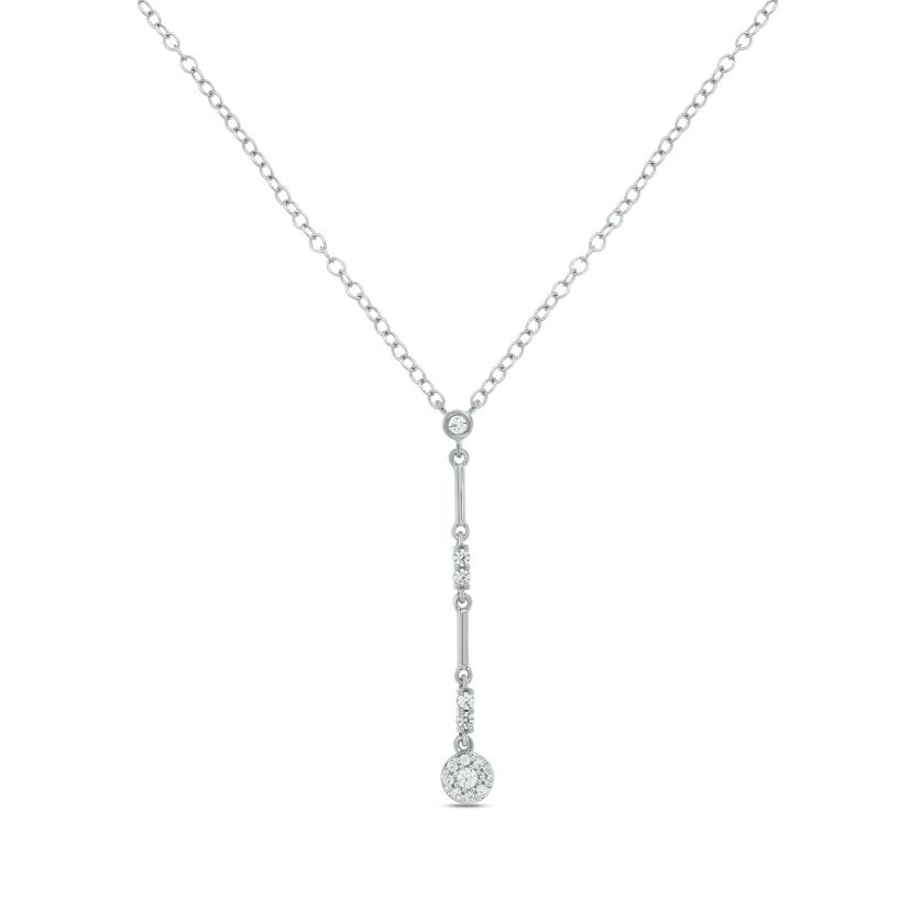 1/10 ct.t.w Diamond Bezal Y-neck Necklace in 14K White Gold