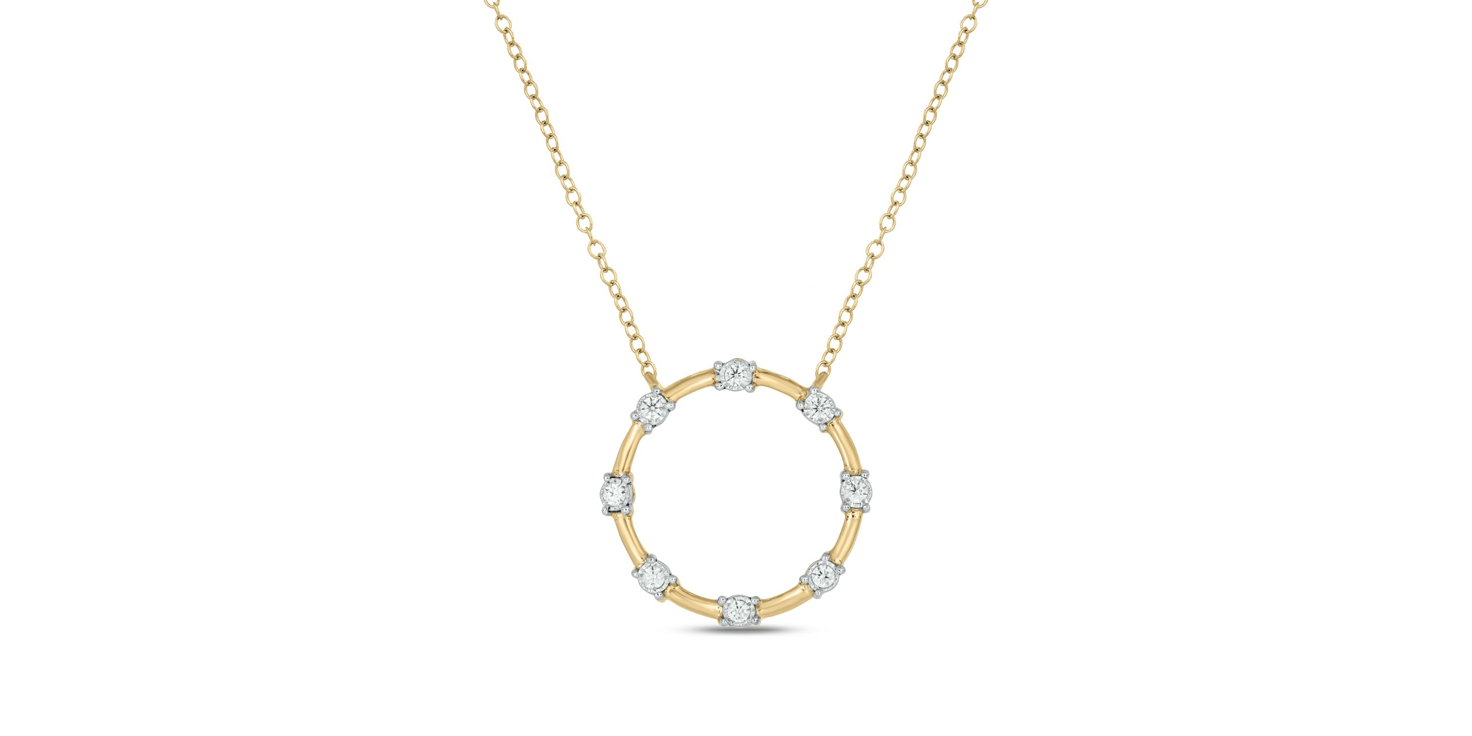 1/10 ct.t.w  Diamond Round Shape Tikli  Pendant Necklace in 14K Yellow Gold
