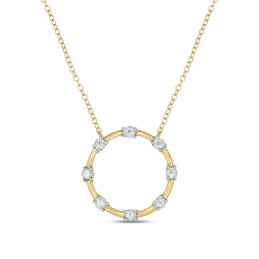1/10 ct.t.w  Diamond Round Shape Tikli  Pendant Necklace in 14K Yellow Gold