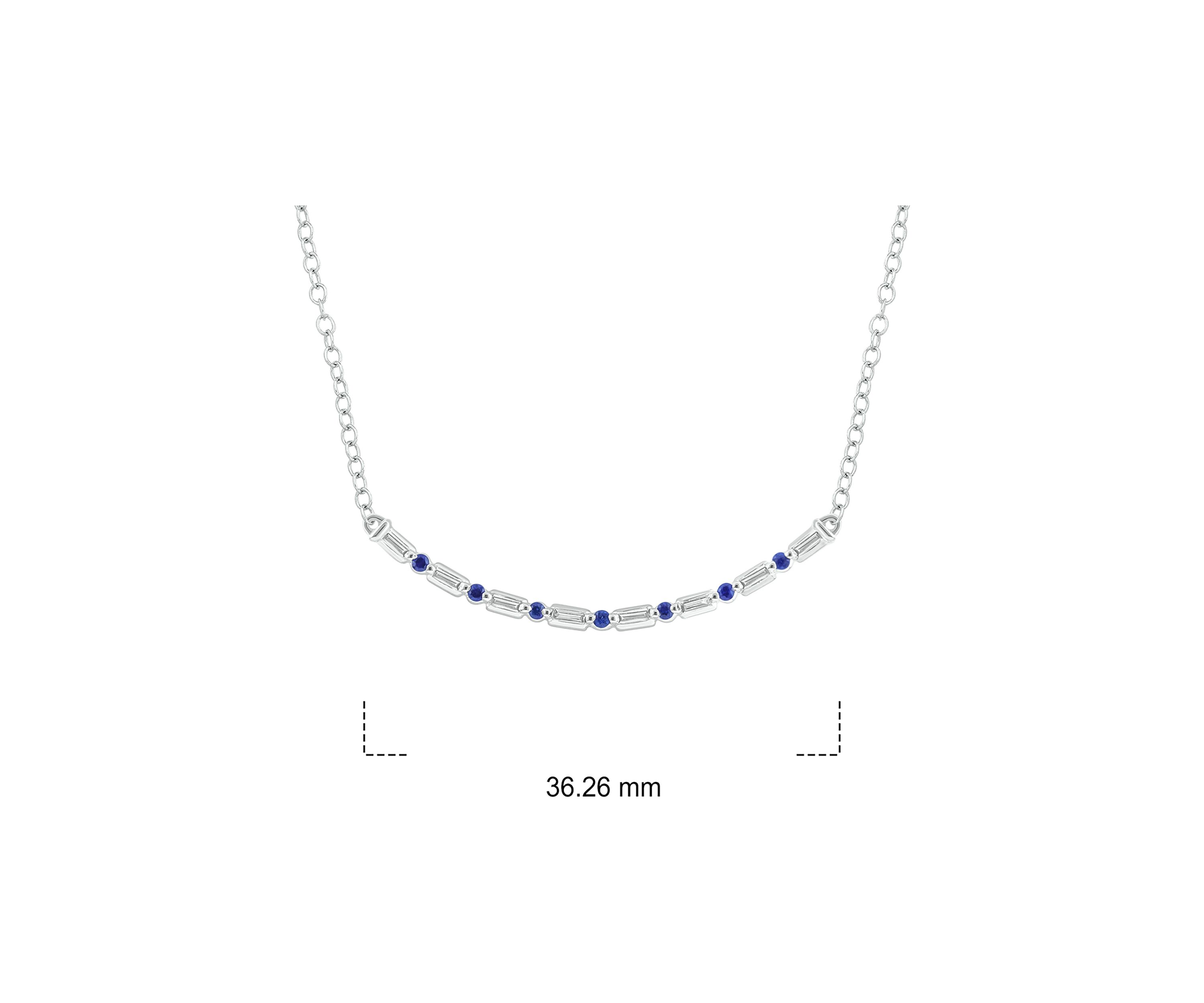 1/10 ct. t.w. Blue Sapphire and 1/10 ct. t.w. White Diamond Curve Necklace in 14K White Gold