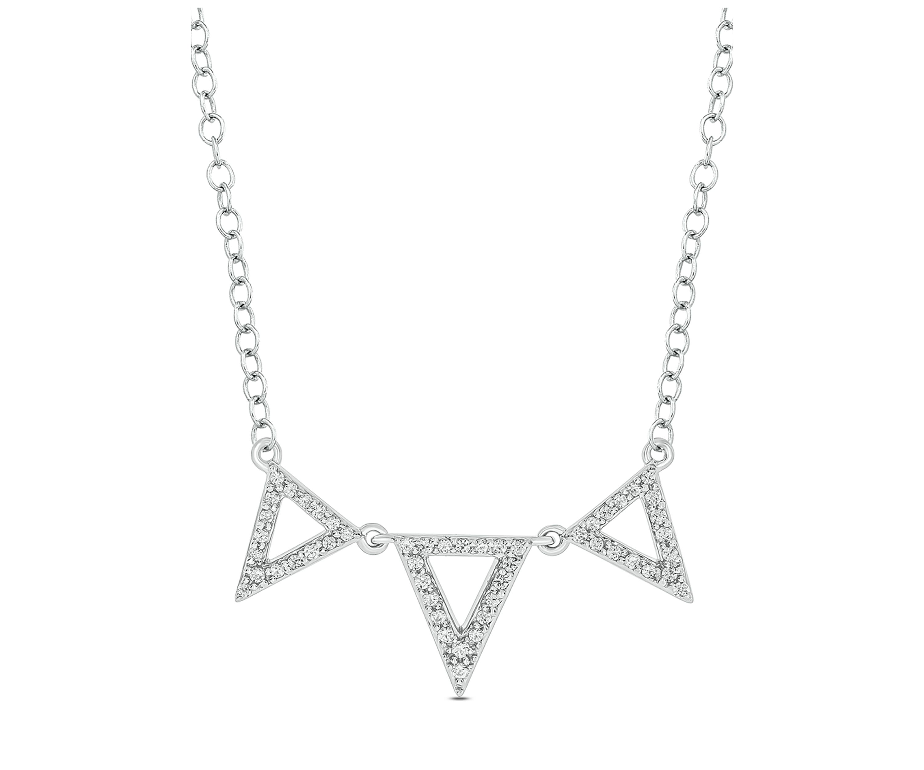 1/6 ct. t.w. Diamond Triangle Pendant Necklace in Sterling Silver