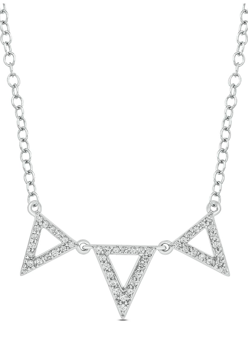 1/6 ct. t.w. Diamond Triangle Pendant Necklace in Sterling Silver