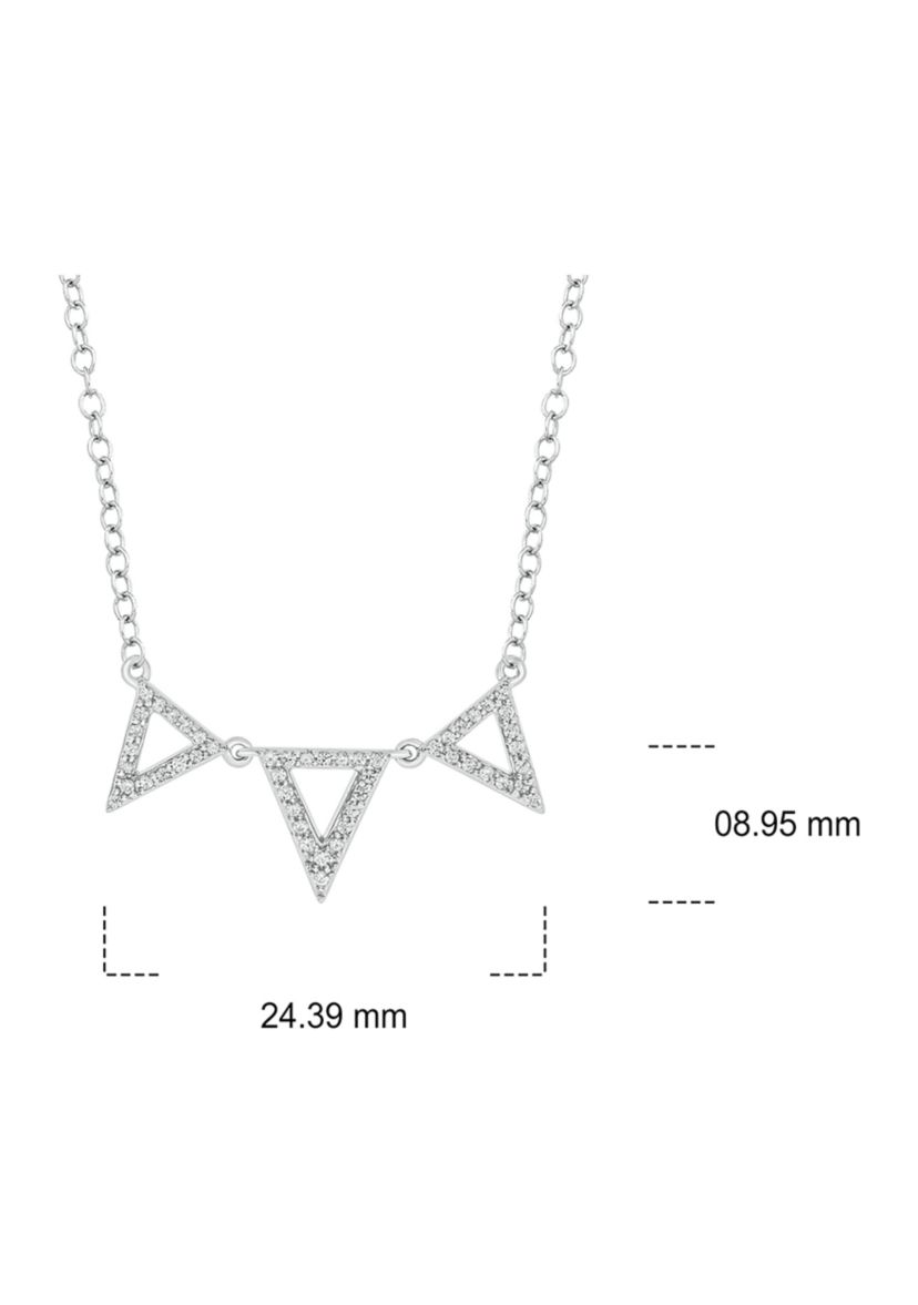 1/6 ct. t.w. Diamond Triangle Pendant Necklace in Sterling Silver