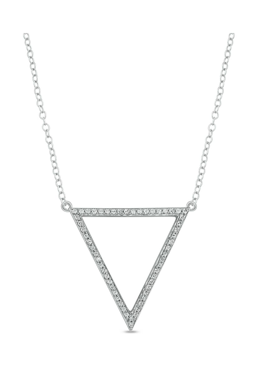 1/6 ct. t.w. Diamond Triangle Pendant  Necklace in 10K White Gold