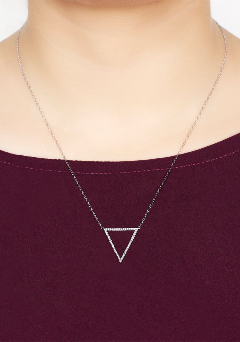 1/6 ct. t.w. Diamond Triangle Pendant  Necklace in 10K White Gold