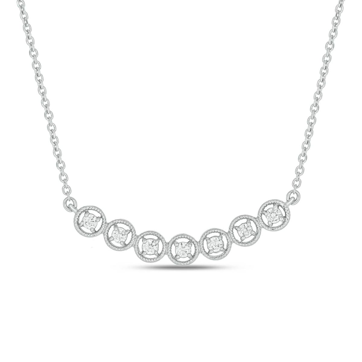 1/6 Carat,Diamond Bar Necklace Pendant in sterling silver