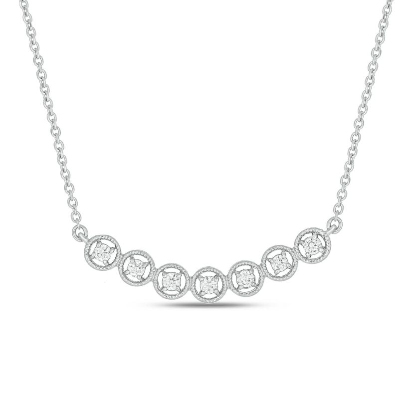 1/6 Carat,Diamond Bar Necklace Pendant in sterling silver