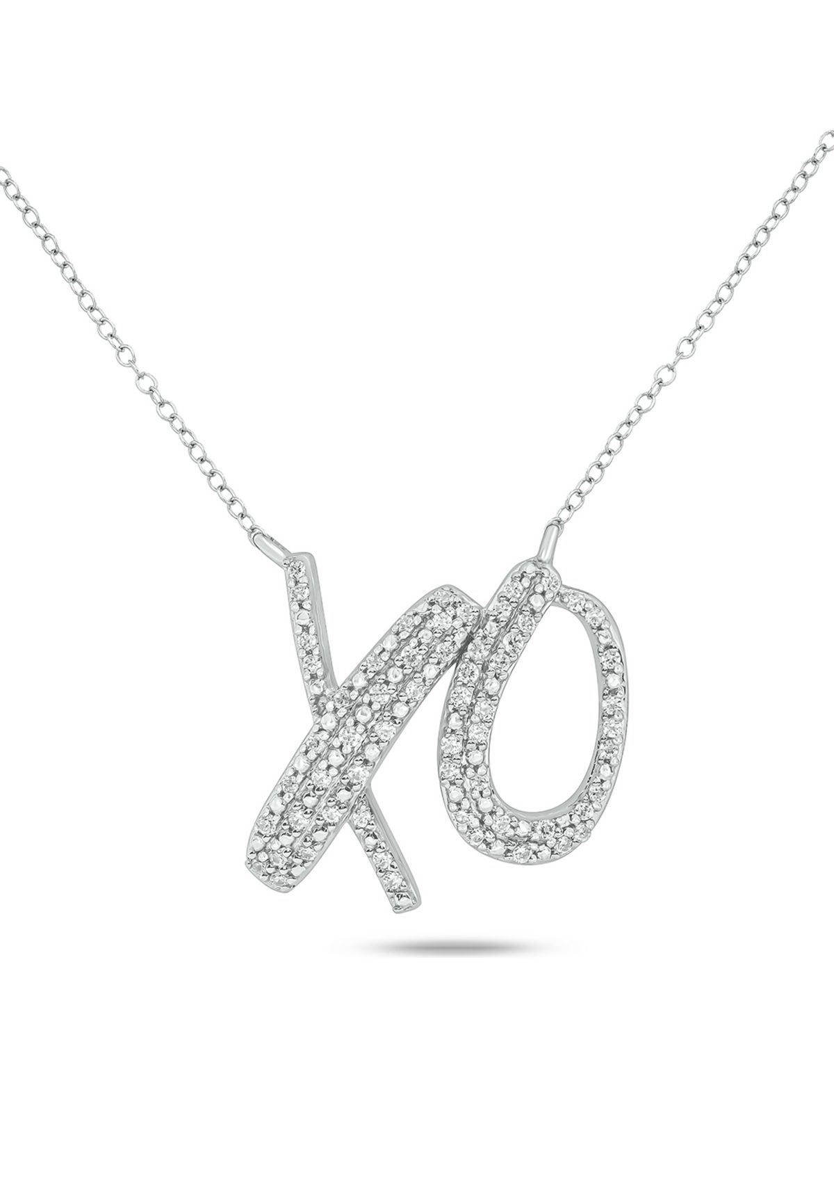 1/5 ct. t.w. Round White Diamond XO Pendant Necklace in Sterling SIlver
